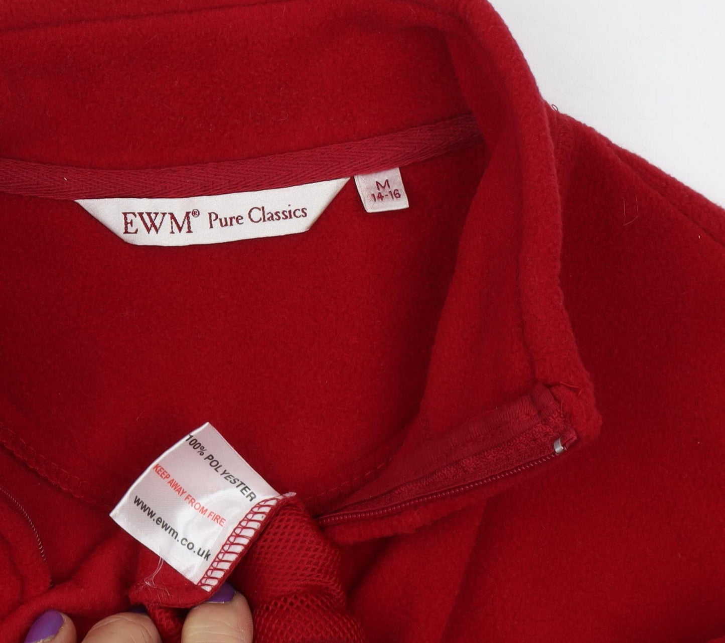 EWM Women's Red Fleece Jacket M Casual Full Zip