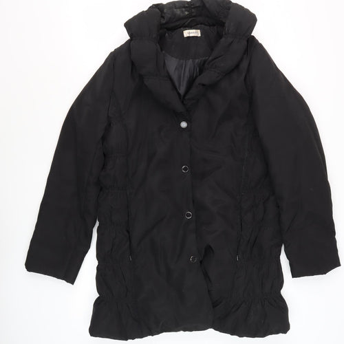 Damart Women's Black Mid-Length Hooded Coat - Size 12