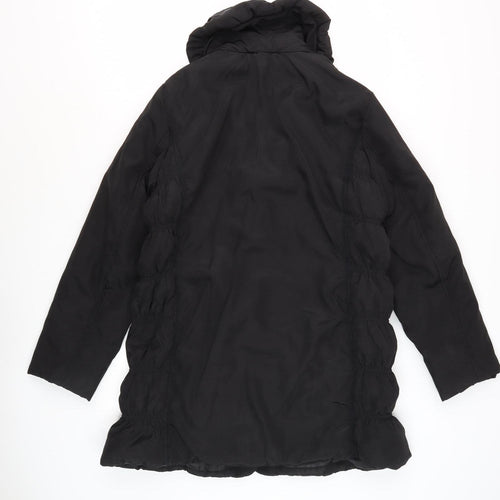 Damart Women's Black Mid-Length Hooded Coat - Size 12