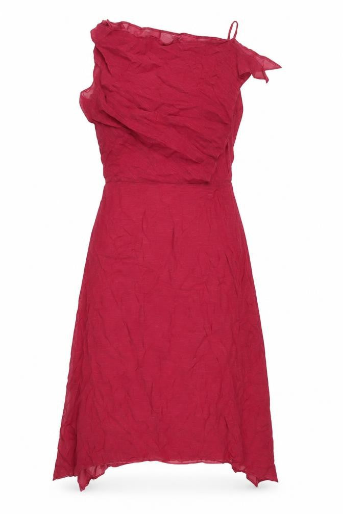 Front view of ZAPA Women's Red One Shoulder Dress, size 14