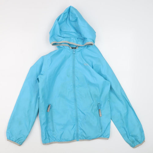 Regatta Girls Blue Rain Coat 11-12 Years Hooded Lined Casual