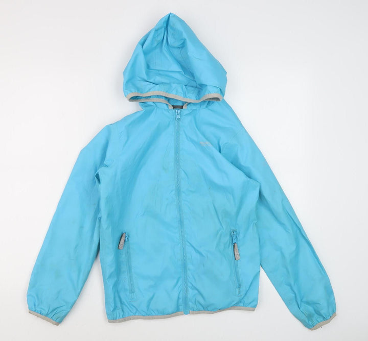 Regatta Girls Blue Rain Coat 11-12 Years Hooded Lined Casual