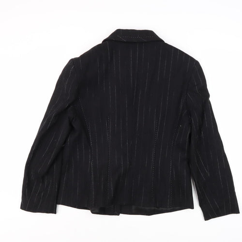 Féraud Women’s Black Striped Mid-Length Jacket, Size 14
