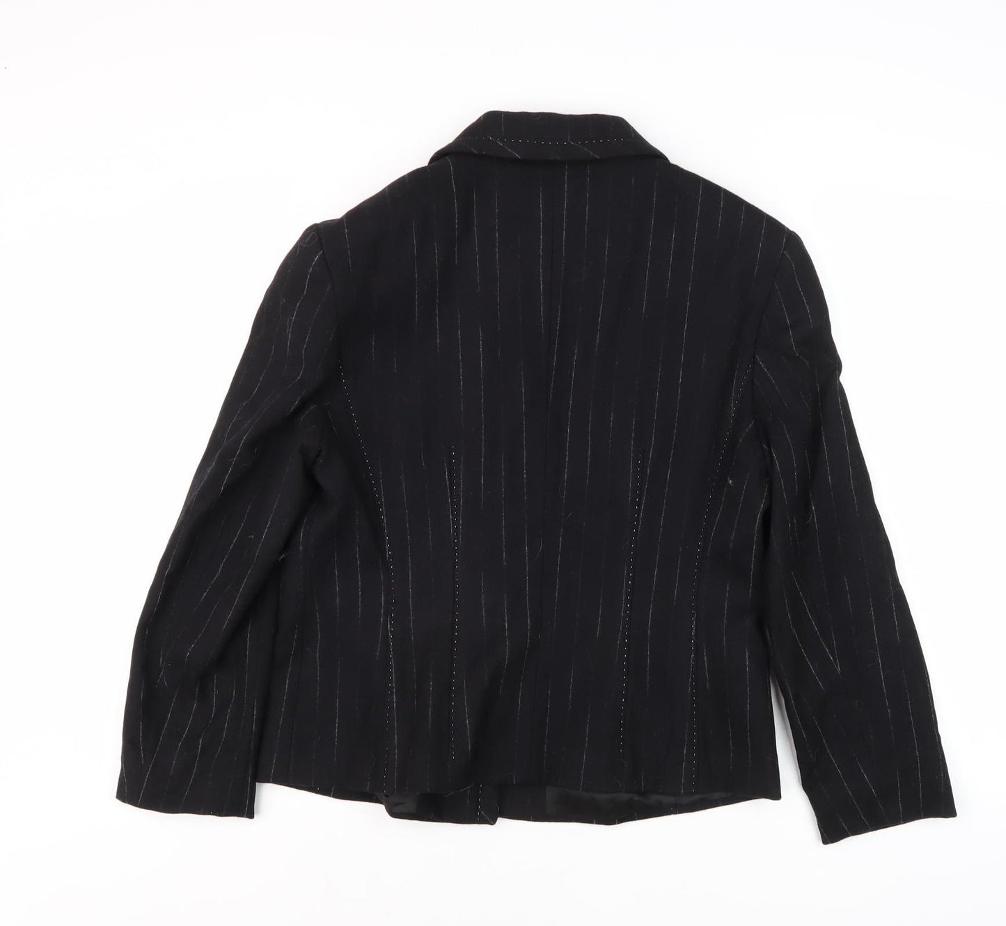 Féraud Women’s Black Striped Mid-Length Jacket, Size 14