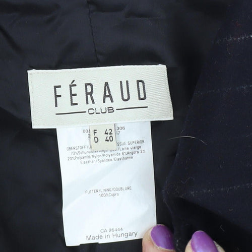 Féraud Women’s Black Striped Mid-Length Jacket, Size 14