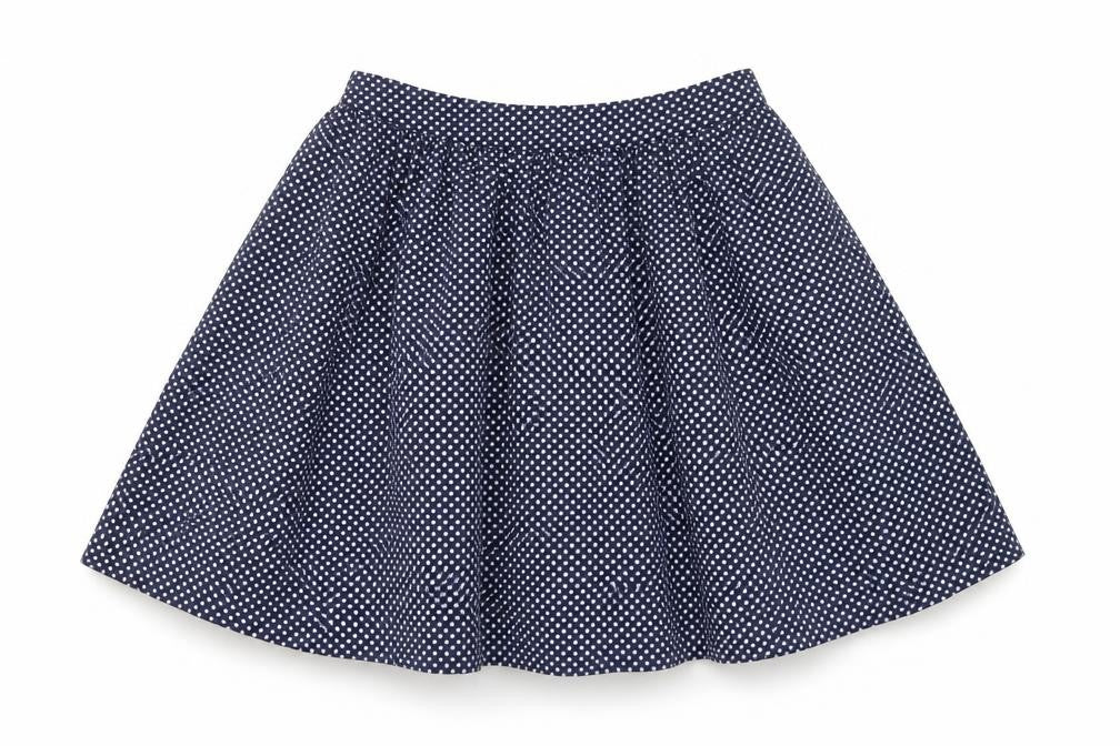 Front view of Boden Women's Blue A-Line Polka Dot Skirt, size 12