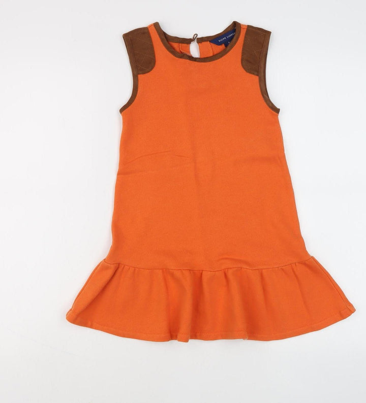 Ralph Lauren Girls Orange Dress Size 10 Casual Sleeveless