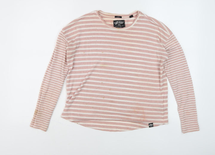 Superdry Women's Pink Striped T-Shirt XS