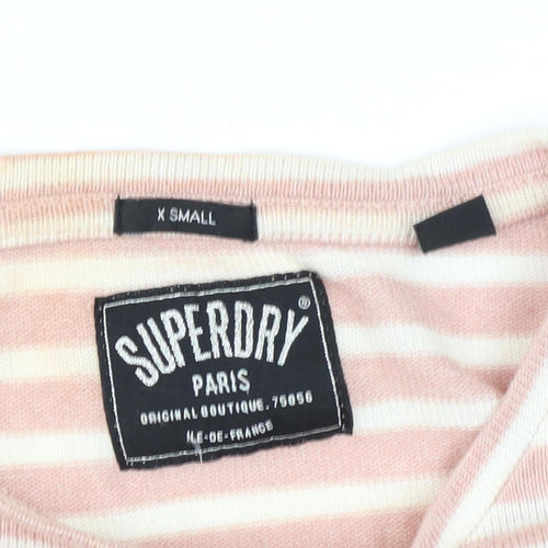 Superdry Women's Pink Striped T-Shirt XS