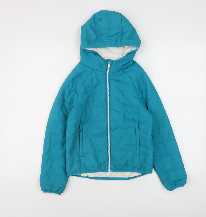 Craghoppers Girls Blue Hooded Puffer Jacket Age 7-8