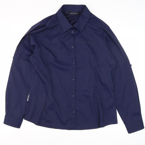 Mountain Warehouse Women's Blue Button-Up Shirt Size 16