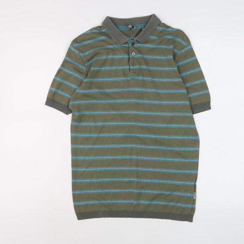 Ted Baker Men's Green Striped Polo M