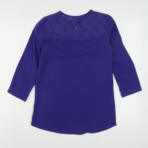 Van Heusen Women's Purple 3/4 Sleeve Lace Top 2XS