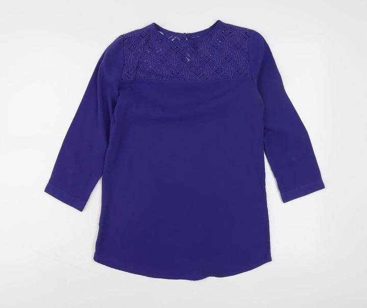Van Heusen Women's Purple 3/4 Sleeve Lace Top 2XS
