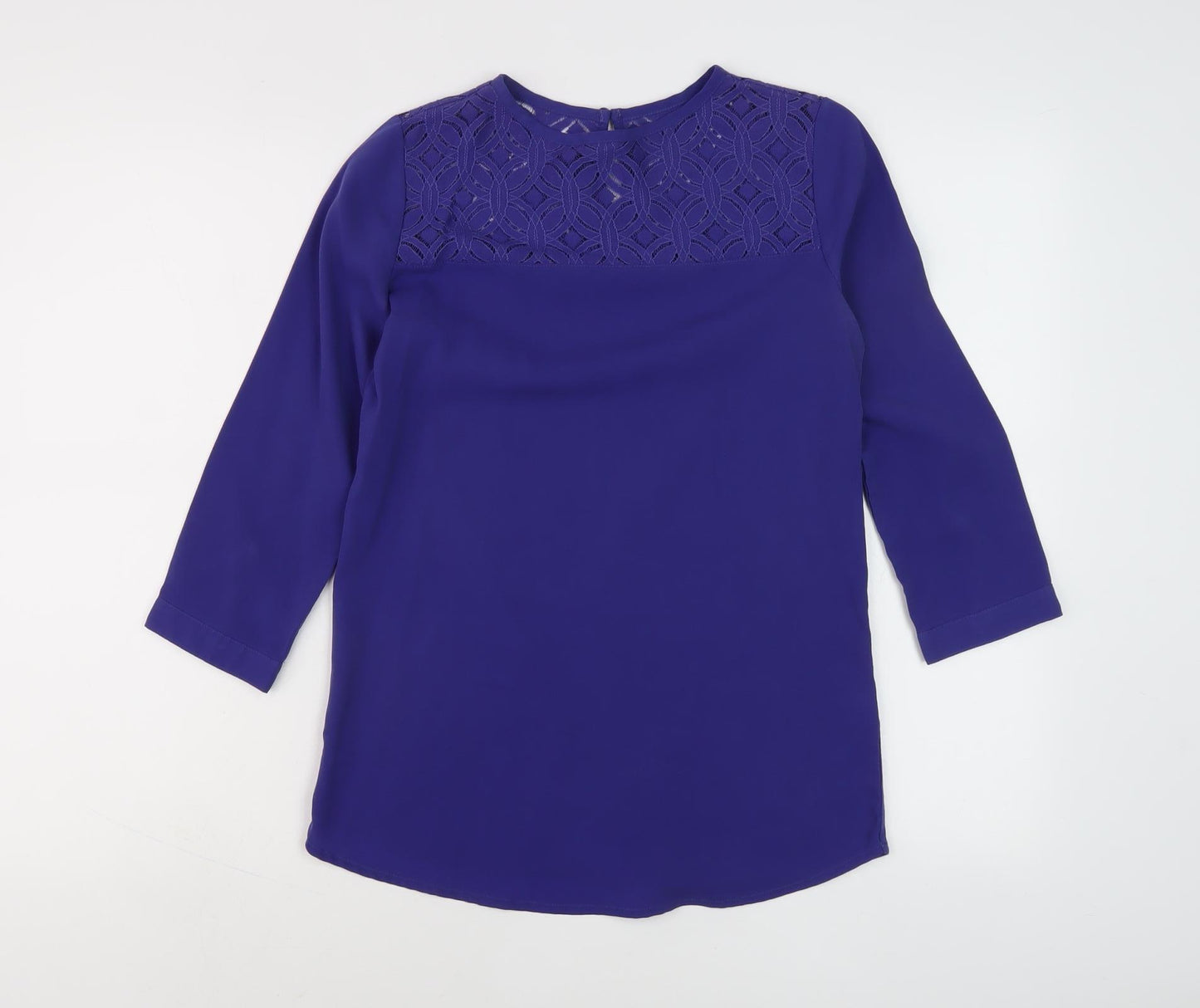 Van Heusen Women's Purple 3/4 Sleeve Lace Top 2XS