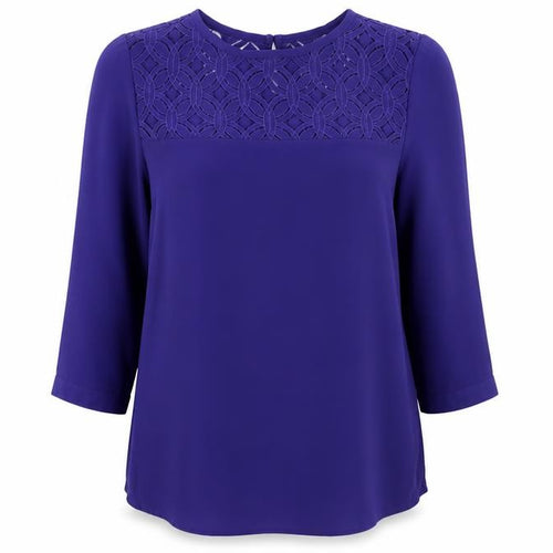 Van Heusen Women's Purple 3/4 Sleeve Lace Top 2XS
