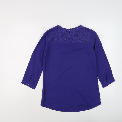Van Heusen Women's Purple 3/4 Sleeve Lace Top 2XS
