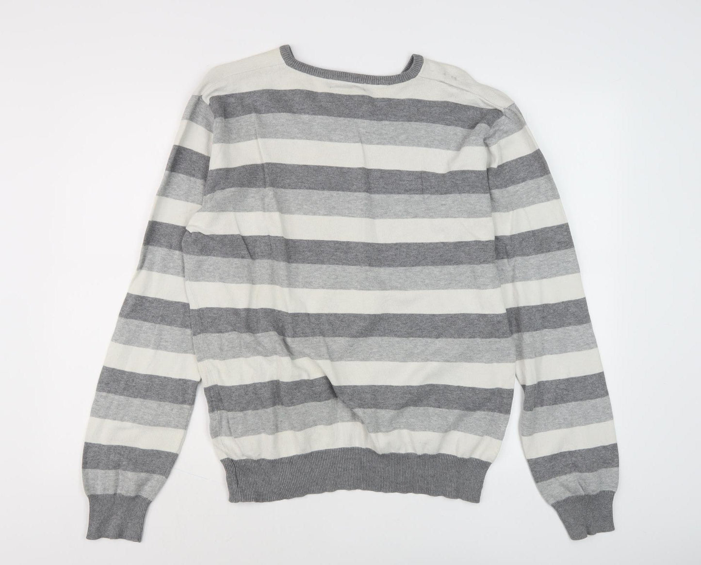 Soul Cal Men's Grey Striped Pullover Large