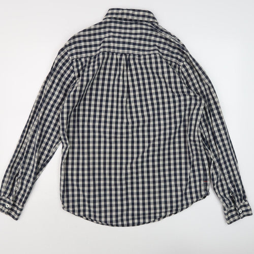 Kangol Men's Blue Check Button-Up Shirt L