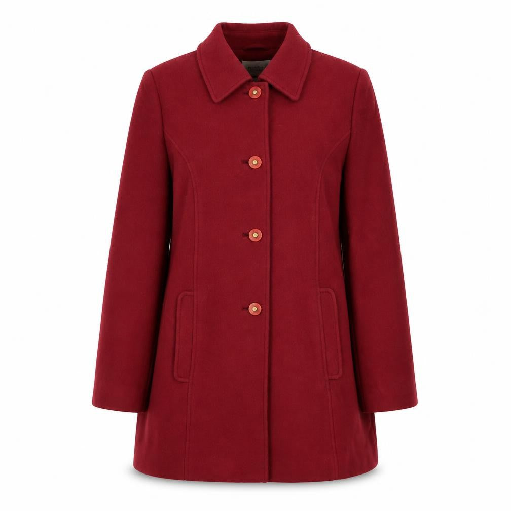 Front view of Eastex Women's Red Wool Overcoat, size 12