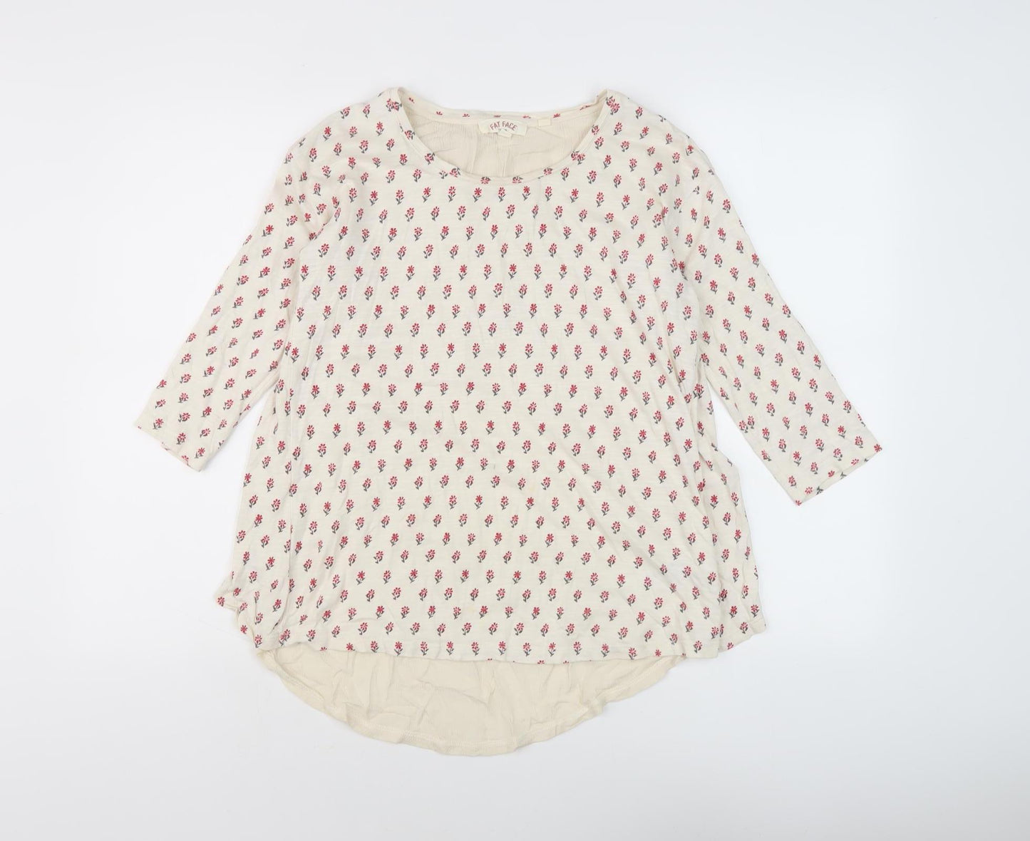 Fat Face Women Ivory Floral Tunic Blouse Size 10