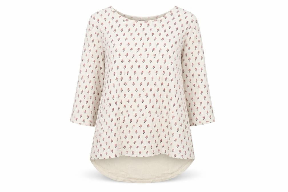 Front view of FatFace Women Ivory Floral Tunic Blouse, size 10