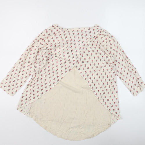 Fat Face Women Ivory Floral Tunic Blouse Size 10