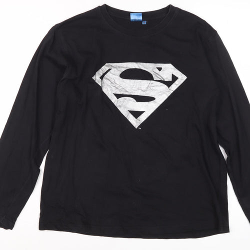Superman Black Long Sleeve T-Shirt S Unisex Casual