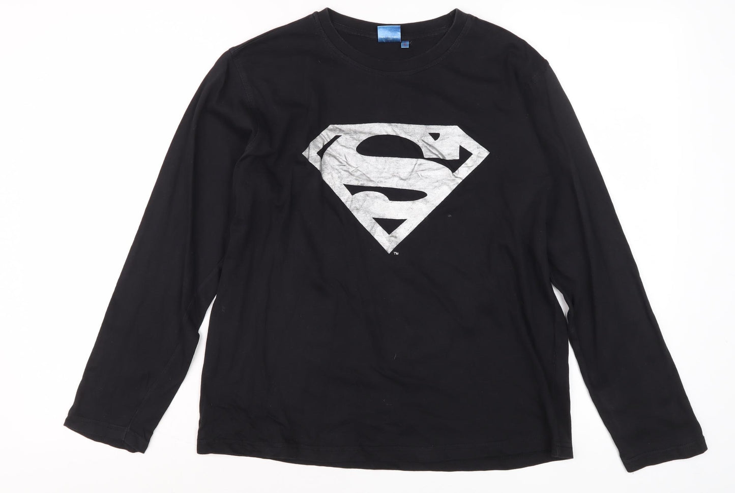 Superman Black Long Sleeve T-Shirt S Unisex Casual