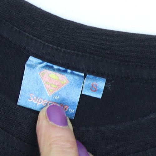 Superman Black Long Sleeve T-Shirt S Unisex Casual