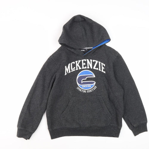 McKenzie Boys Grey Pullover Hoodie 7-8 Years, Logo Accent