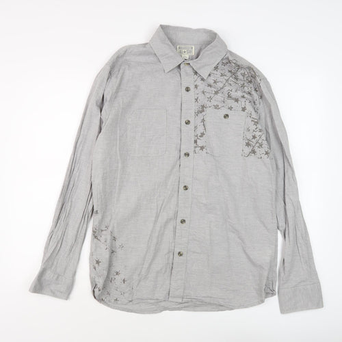 Converse Men's Grey Striped XL Button-Up Shirt