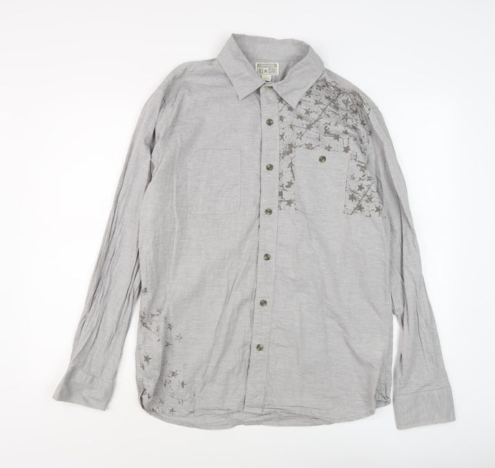 Converse Men's Grey Striped XL Button-Up Shirt