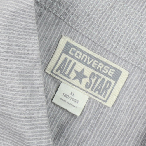 Converse Men's Grey Striped XL Button-Up Shirt