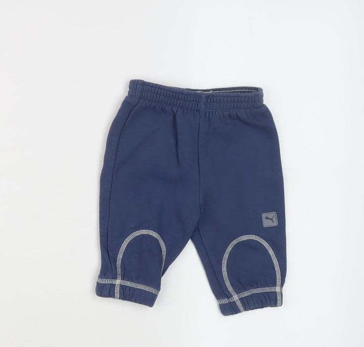 Puma Unisex Baby Blue Joggers, 0-3 Months, Cotton Blend