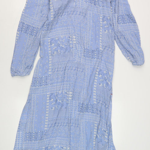White Stuff Women's Blue Floral Long Sleeve Dress S