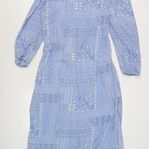 White Stuff Women's Blue Floral Long Sleeve Dress S