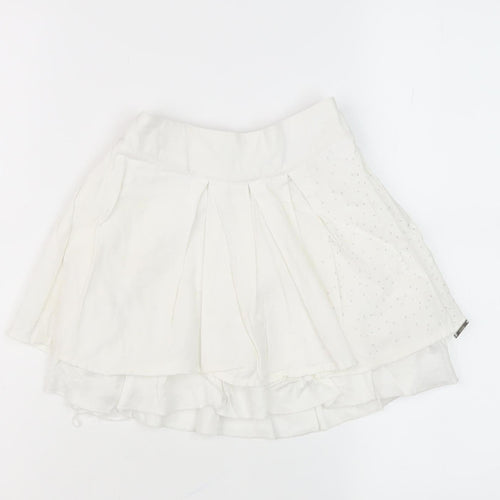 BOSS Girls White Hi-Low Pleated Skirt, Size 6 Years