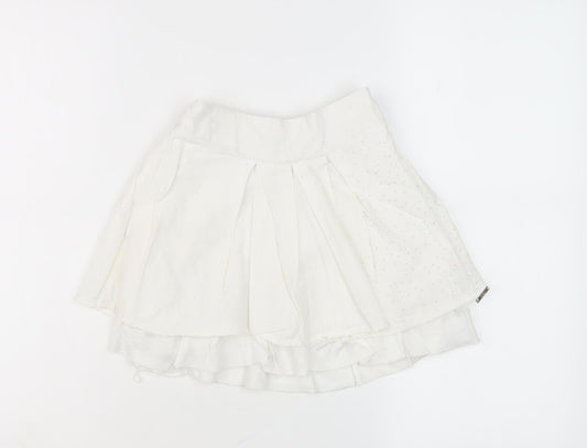 BOSS Girls White Hi-Low Pleated Skirt, Size 6 Years