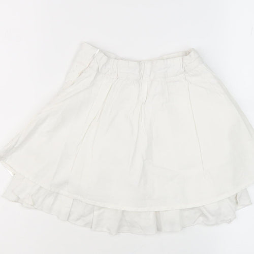 BOSS Girls White Hi-Low Pleated Skirt, Size 6 Years