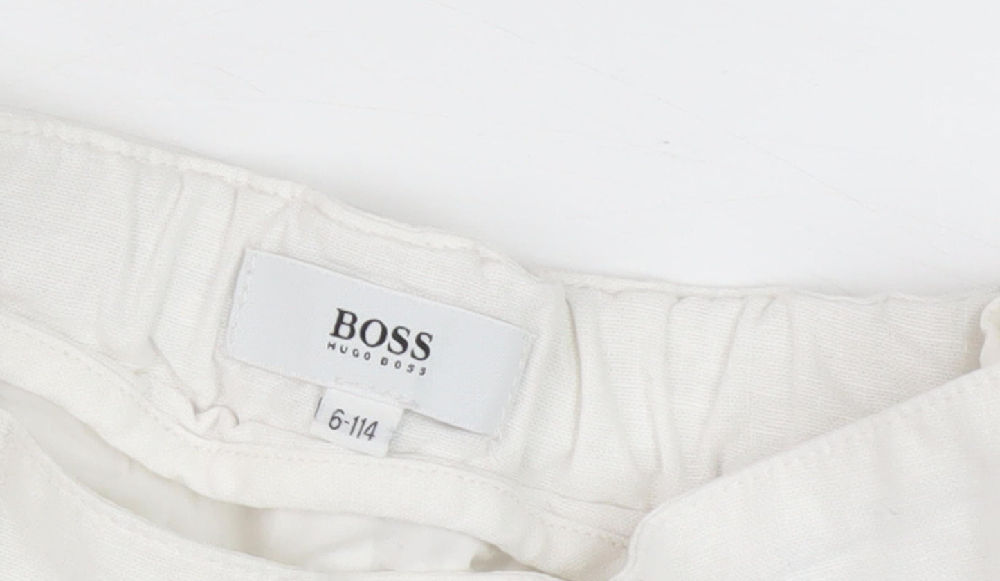 BOSS Girls White Hi-Low Pleated Skirt, Size 6 Years