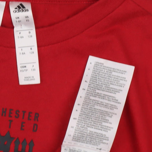 Adidas Boys Red Football T-Shirt 7-8 Years