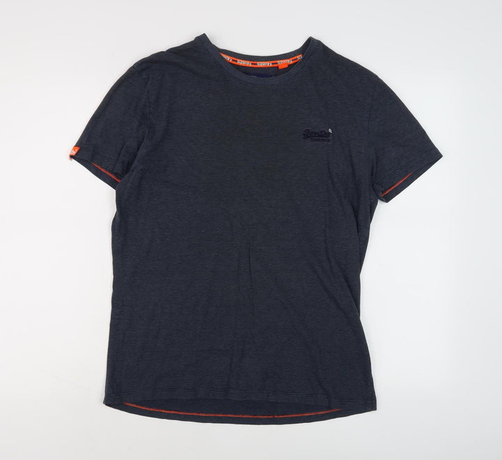Superdry Men's Blue Striped Short Sleeve T-Shirt M