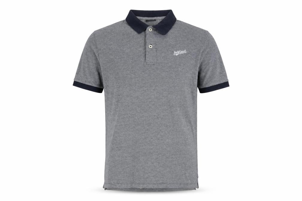 Front view of Jack & Jones Men's Grey Polo Shirt S Short Sleeve