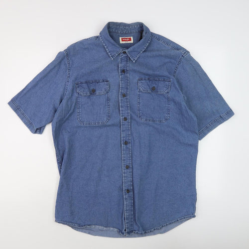 Wrangler Men's Blue Denim Short Sleeve Shirt