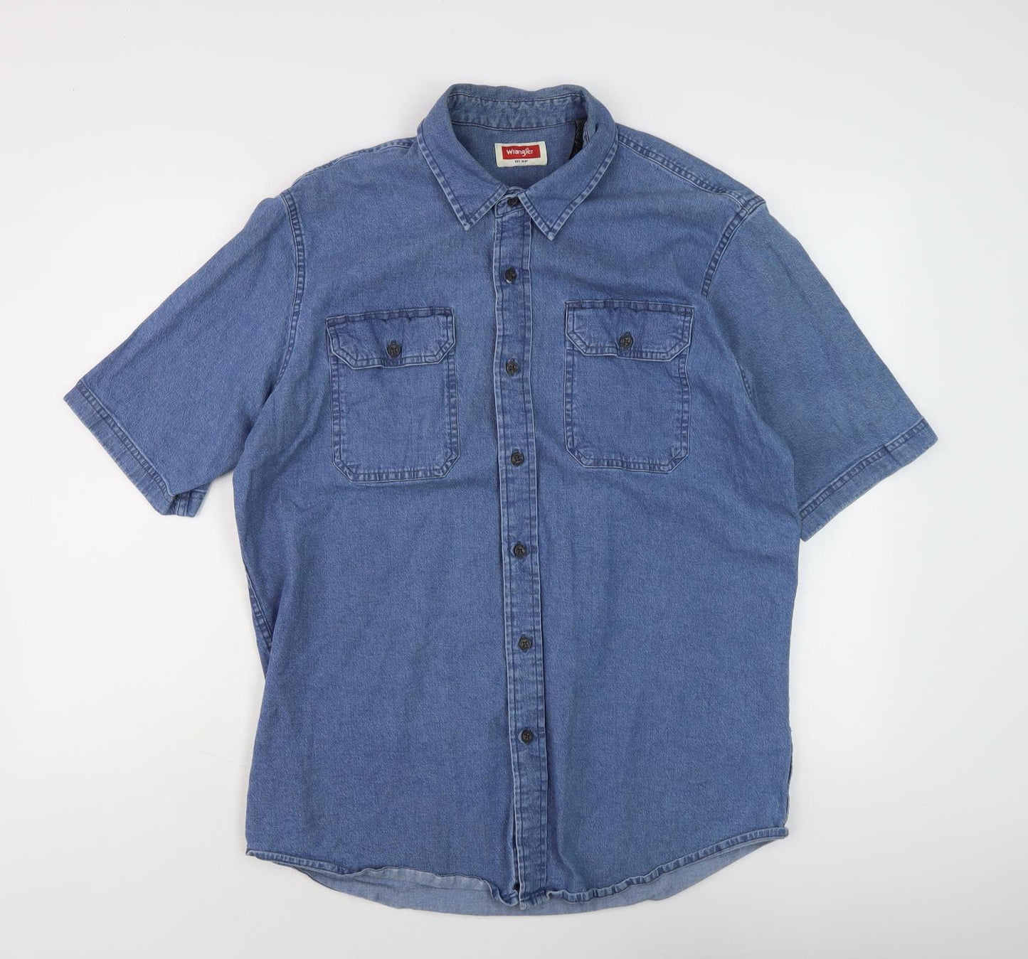 Wrangler Men's Blue Denim Short Sleeve Shirt
