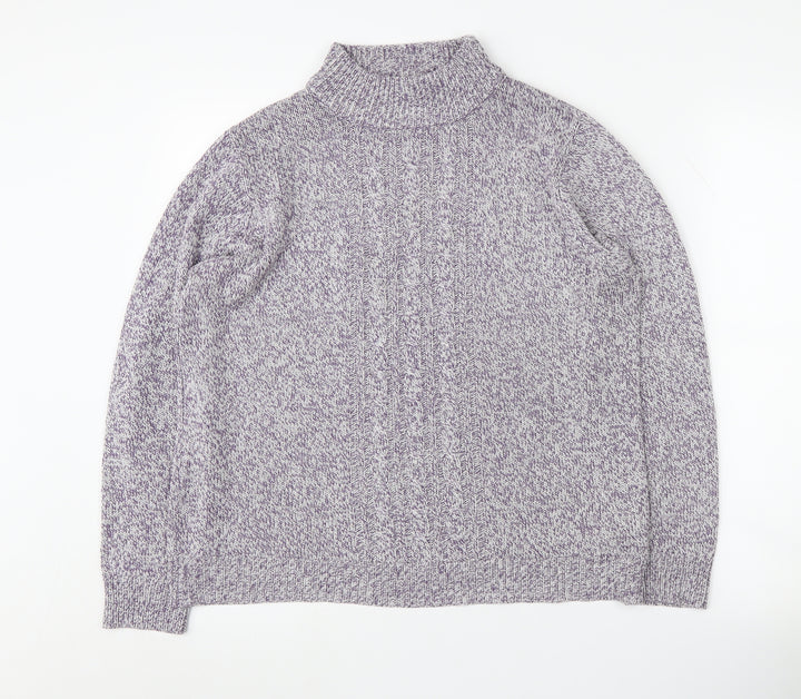 Damart Women's Purple Mock Neck Acrylic Jumper Size 16
