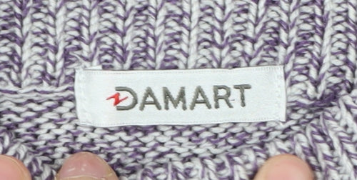 Damart Women's Purple Mock Neck Acrylic Jumper Size 16