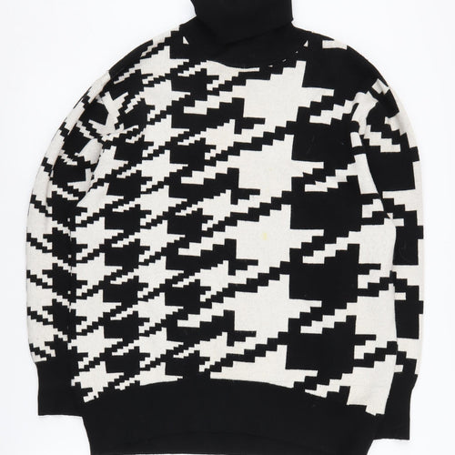 Sweewë Women's Black Geometric Roll Neck Sweater M