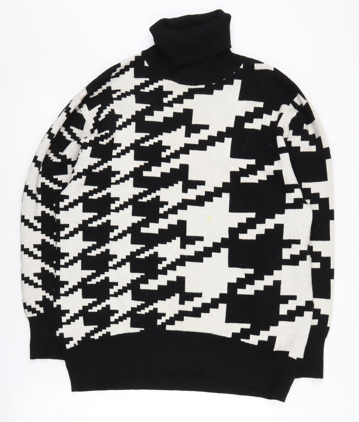 Sweewë Women's Black Geometric Roll Neck Sweater M